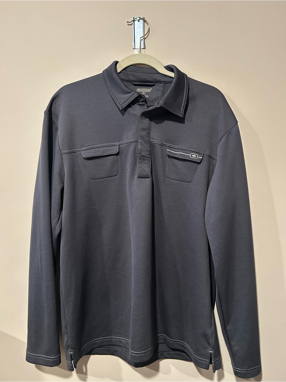 OGIO Men’s Long-Sleeve Polo Shirt in Charcoal Gray